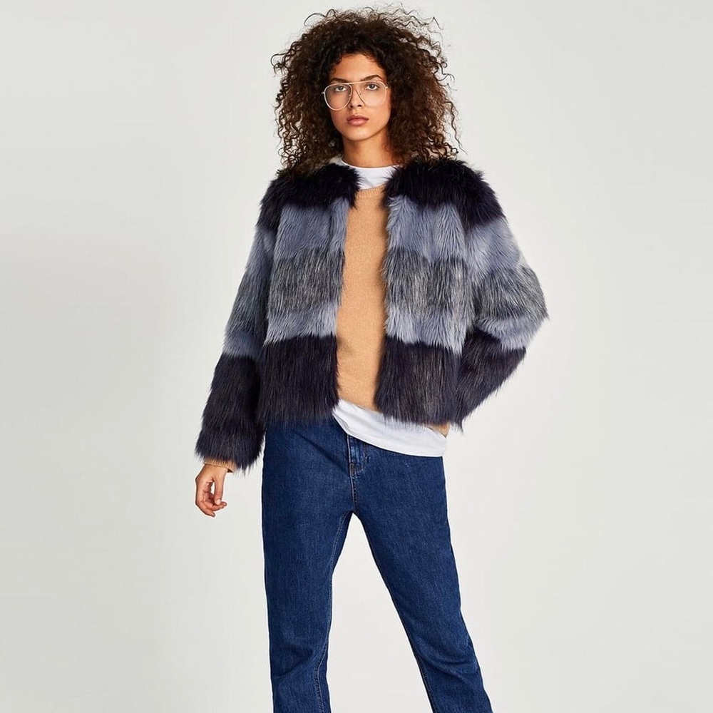 Zara Multicolor Furry Jacket